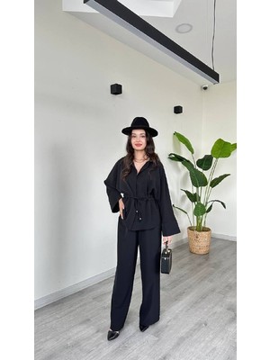 Maxi Modena Belden Büzgülü Modern Ikili Takım Siyah