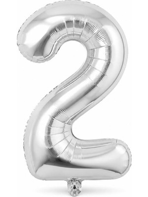34 Inç Rakam Folyo Balon, Gümüş, Doğum Günü, Yıl Dönümü ve Özel Gün Parti Dekorasyonu, 1 Adet, 2