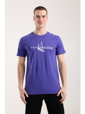 Maxi Modena Erkek Grafik Baskılı Günlük Rahat Kesim T-Shirt - Mor