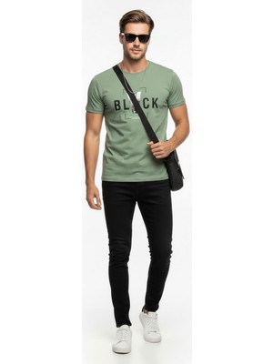 Maxi Modena Erkek Tipografi Detaylı Modern T-Shirt