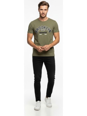 Maxi Modena Brooklyn Vintage Baskılı Erkek Günlük T-Shirt Spor Kesim