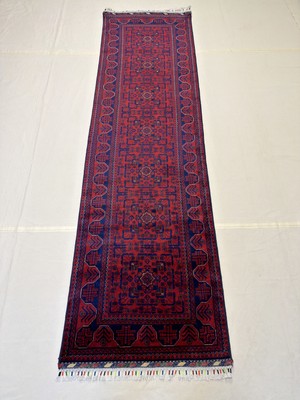 El Dokuma Afgan Halı Hamyap Desenli Kök Boya 82 x 292 cm