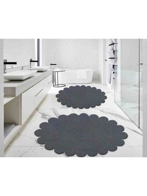 Talvora Home 2li Koyu Gri Banyo Halısı Peluş Hali Klozet Takimi 50*80 ve 60*100