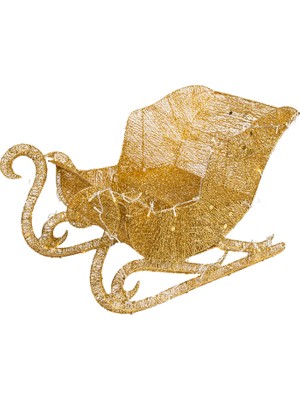 Herdekora Yılbaşı Süsü, Kızak, Gold - Metal, Işıklı, Simli, 58X92 cm