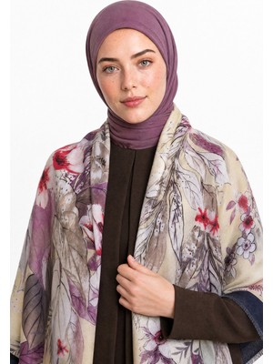 Mooncorn Floris Desen Yün Kaşmir Omuz Şalı
