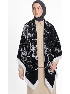 Mooncorn Rose Desen Yün Kaşmir Omuz Şalı