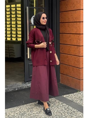 FUAT GÜRSEN Fuat Gürşen Triko Hırka 26K-6928 Bordo
