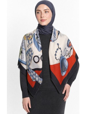 Mooncorn Vanity Desen Yün Kaşmir Omuz Eşarbı