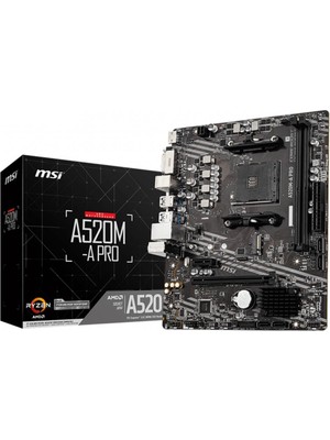 Msi A520M-A Pro Amd A520 Soket Am4 Ddr4 4600(OC)MHZ Matx Gaming Anakart