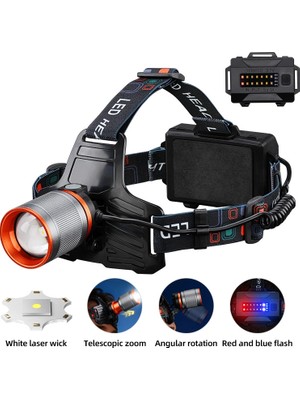 Str Store Bd-8 13W Tg + Smd LED Alüminyum Alaşımlı Zoomlu Type-C Şarjlı Kafa Feneri