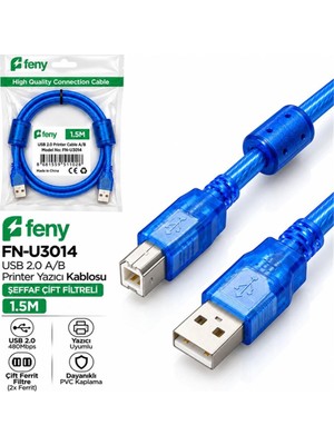 Feny FN-U3014 1.5mt USB 2.0 Yazıcı Kablosu Çift Filtreli