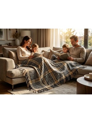Gençev Home Saf Yün Scotch Dizlik - Tv Battaniye 130 x 170 cm * Scotch Yün Battaniye - % 100 Saf Yün - Wool