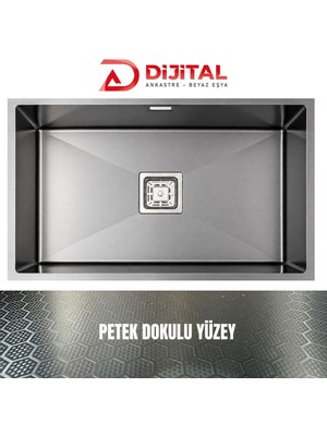 Gl General Neo 70 40X70 Antrasit Petek Dokulu Mutfak Eviyesi 304 Paslanmaz Çelik 1mm