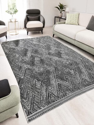 Biyikli Piyade Bıyıklı Piyade Modern Tema Kaymaz Halı Örtüsü Savan 4 M² (160X230) Modern Salon Mutfak Halı Örtüsü
