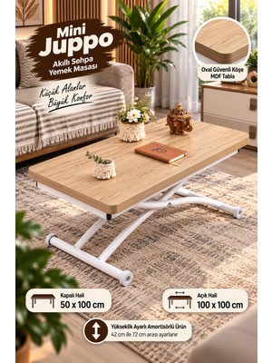 Sehpam Akıllı Akıllı Sehpa Mini Juppo Üst Tabla Mdf Oval Köşe Alt Ayak Siyah Dışa Kıvrım