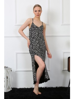Mestore Moda Çizgi Kadın Ip Askılı Uzun Gecelik 824