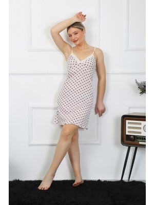 Mestore Moda Çizgi Kadın Ip Askılı Penye Kısa Gecelik 11307