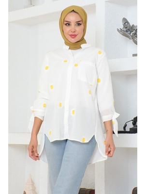 Mestore Gömlek Beyaz - Sarı Puantiye 301