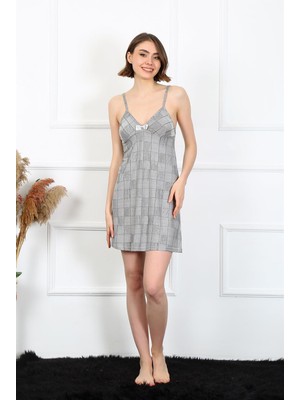 Mestore Moda Çizgi Kadın Ip Askılı Penye Gecelik 402