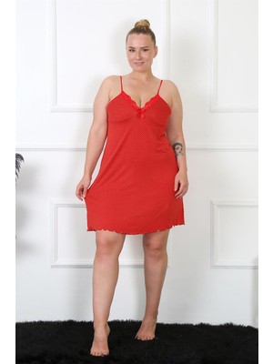 Mestore Moda Çizgi Kadın Pamuklu Ip Askılı Büyük Beden Gecelik 1026