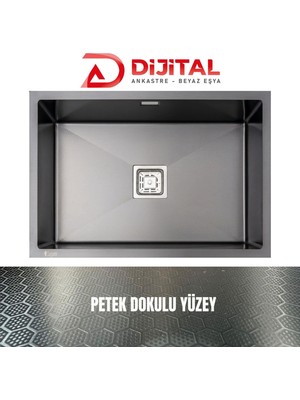 Gl General Neo 60 40X60 Antrasit Petek Dokulu Mutfak Eviyesi 304 Paslanmaz Çelik 1mm