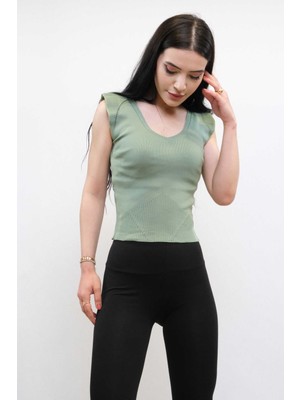Mestore Moda Çizgi Süveter Model Triko Bluz Mint