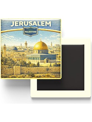 Kawin Generic Retro Filistin Kudüs Şehri Temalı Vintage Buzdolap Magneti – 9x9 cm