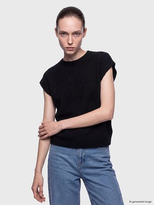 LC Waikiki Lcw Comfort Lacivert Bisiklet Yaka Kadın Triko Kazak