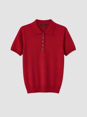 LC Waikiki Lcw Vision Kırmızı Polo Yaka Kadın Triko Kazak
