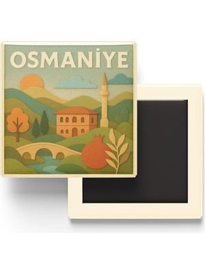 Kawin Generic Osmaniye - Memleket Temalı - Paper Cut Art - Baskılı Buzdolap Magneti Kare - 9x9 cm