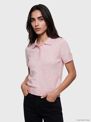 LC Waikiki Lcw Vision Pembe Polo Yaka Kadın Triko Kazak