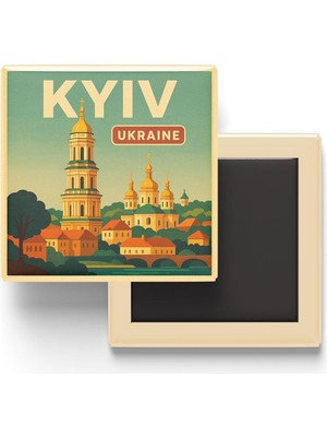 Kawin Generic Kiev Ukrayna - Kiev Peçersk Lavrası - Baskılı Buzdolap Magneti Kare 9x9 cm