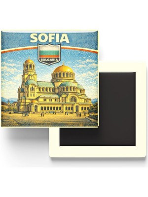 Kawin Generic Retro Bulgaristan Sofya Şehri Temalı Vintage Buzdolap Magneti – 9x9 cm