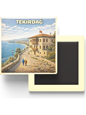 Kawin Genel Buzdolap Magneti - Türkiye - Tekirdağ - Retro Tema - 9x9 cm