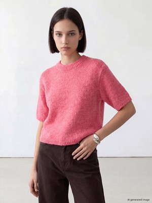 LC Waikiki Lcw Comfort Pembe Bisiklet Yaka Kadın Triko Kazak