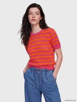 LC Waikiki Lcw Comfort Turuncu Bisiklet Yaka Ajurlu Kadın Triko Kazak