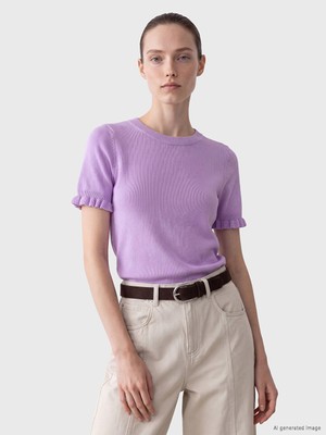 LC Waikiki Lcw Comfort Lila Bisiklet Yaka Kadın Triko Kazak