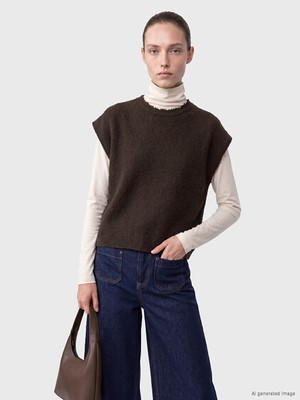 LC Waikiki Lcw Comfort Kahverengi Bisiklet Yaka Kadın Triko Kazak