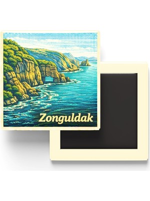 Kawin Generic Zonguldak - Kıyı Uçurumları - Baskılı Buzdolap Magneti Kare - 9x9 cm