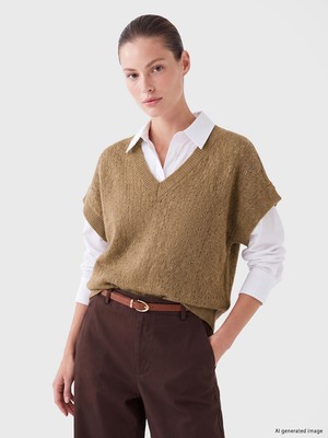 LC Waikiki Lcw Everyday Kahverengi Oversize Kadın Triko Süveter
