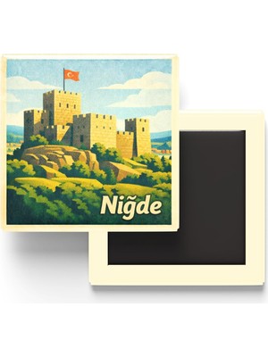 Kawin Generic Niğde - Niğde Kalesi - Baskılı Buzdolap Magneti Kare - 9x9 cm