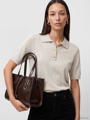 LC Waikiki Lcw Everyday Bej Polo Yaka Kadın Triko Kazak