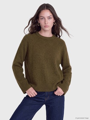 LC Waikiki Lcw Modest Yeşil Bisiklet Yaka Kadın Triko Kazak
