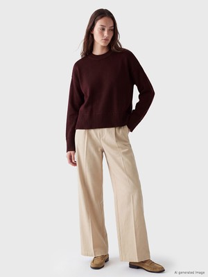 LC Waikiki Lcw Modest Bordo Bisiklet Yaka Kadın Triko Kazak