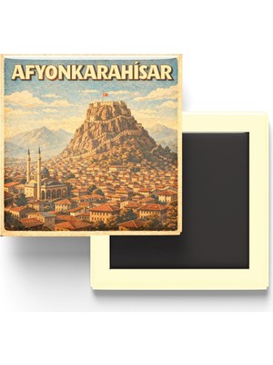 Kawin Genel Buzdolap Magneti - Türkiye - Afyonkarahisar - Retro Tema - 9x9 cm