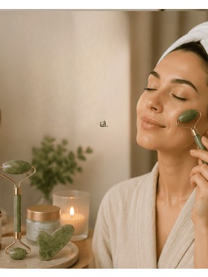 Str Store Doğal Jade Stone Yüz Masaj Seti Cilt Bakım ve Rahatlatıcı Bakım