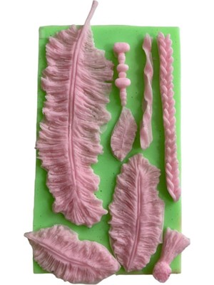 Kawin Generic Dekoratif Tüyler Şeklinde Silikon Şeker Hamuru ve Sabun Kalıbı 15,5X5X1 cm DOP13678428IGO