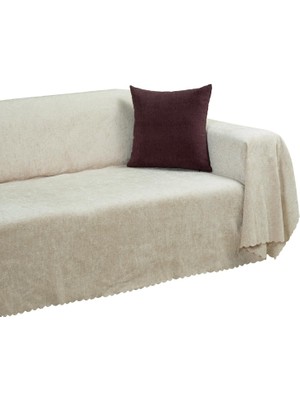 Kawin Latuda+Home Premium Koltuk Örtüsü 175X300 Large Gramajlı Jakarlı Şönil Krem | Kanepe Örtüsü | Kaymaz