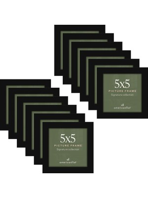 Str Store 5x5 Picture Frame With Polished Plexiglass - Set Of 12 - Signature Collection - Picture Frames With Engineered Wood - Square Frame For Tabletop And Wall Display - Black