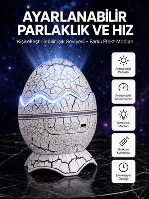 Dolozena Dinozor Yumurtası Tasarımlı Projektörlü Gece Lambası